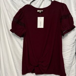 Como Blu Women's Maroon Blouse with Lace Accents